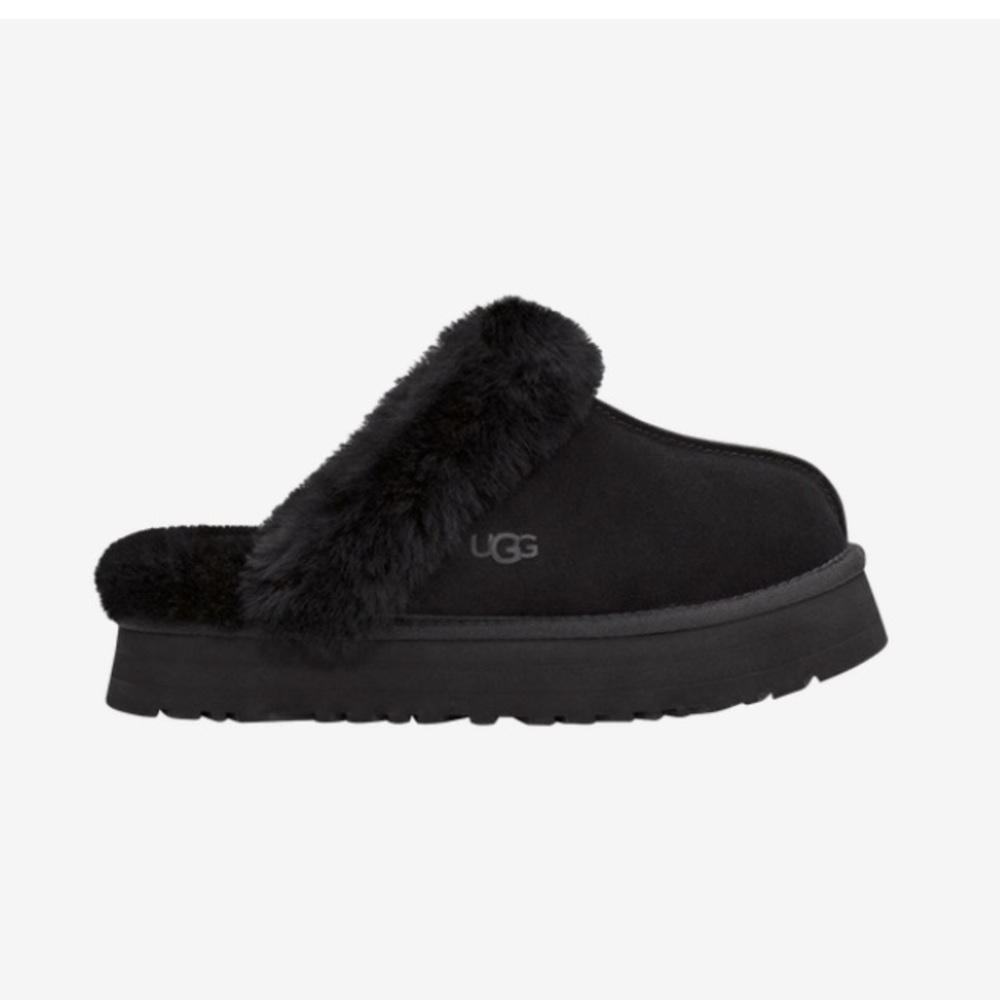 UGG DISQUETTE PLATFORM SLIPPER IN BLACK